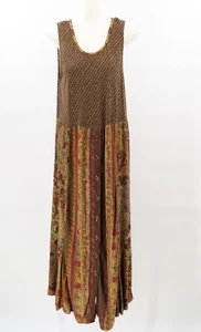 Vintage URU Sleeveless Midi Dress Artsy Boho Multi Print Forest Fairy OS USA - Picture 1 of 8