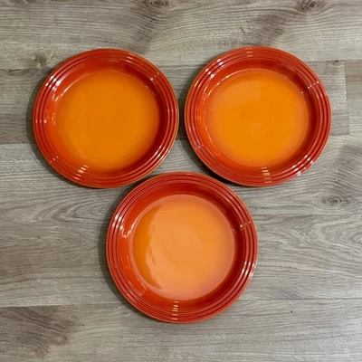 (3) Le Creuset 27cm Orange Flame Dinner Plates Stoneware 10.5 / 11 in. Red Plate - Image 1 of 4