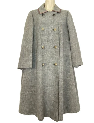 Vintage 1960s gray wool pea coat long swing jacket S M 1950s CANBY AS-iS - Image 1 of 4