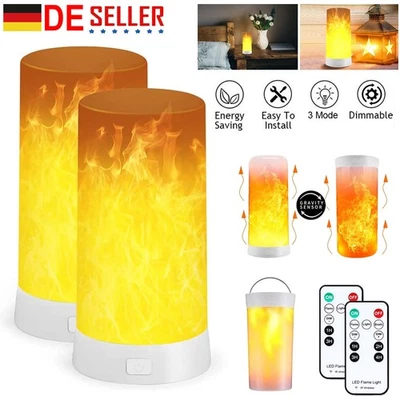 2 Stk Tragbare LED Profi Flamme Lampe Flammeneffekt Flackerlicht USB Nachtlicht - Bild 1 von 4