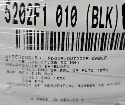 Cable de audio/seguridad Belden 5202F1 16/4C blindado Waterdog interior/exterior/25 pies Foto 1 de 4