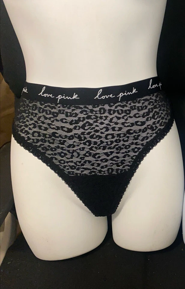 NWT  VICTORIA'S SECRET PINK/Thong/string Black Panty Size XL - Image 1 of 4