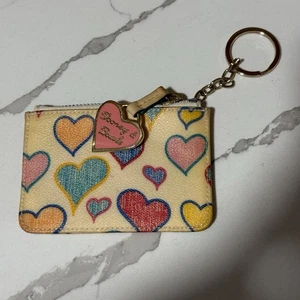 Vintage Y2K Dooney & Bourke Rainbow Hearts Small Coin Pouch - Picture 1 of 5