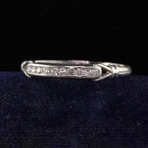 Antiker Art Deco Ehering Platin Einzelschliff Diamant Gravur - Bild 1 von 6