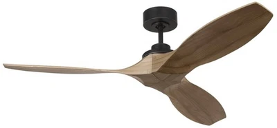 52" Visual Comfort Collins Black-Honey Damp Rated Smart Ceiling Fan - Image 1 of 3