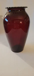 Anchor Hocking Royal Ruby Red  9"  Scalloped Edge Vase Depression Glass - Picture 1 of 2