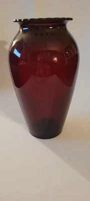 Anchor Hocking Royal Ruby Red  9"  Scalloped Edge Vase Depression Glass - Image 1 of 2