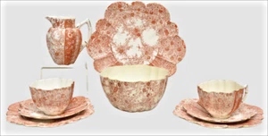 Shelley Foley Wileman Cup China Cup & Saucer Pink Jungle 9pc Porcelain Tea Set - Picture 1 of 8
