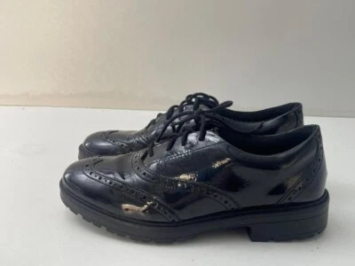 Clarks Unisex Niños Negro Charol Cordones Brogue Zapatos Reino Unido 4.5 EUR 37.5 B203 - Imagen 1 de 4