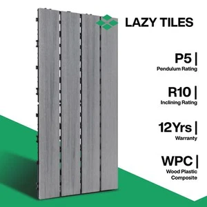 Interlocking Floor Tile - Indoor & Outdoor Tile - WPC Wood Decking - Sky Grey - Picture 1 of 9