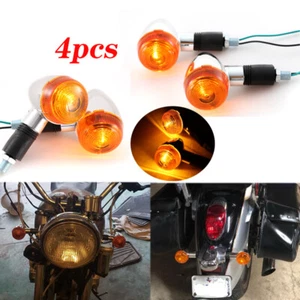 Chrome Amber Motorcycle Turn Signal Mini Bullet Blinker Lights For Harley Honda - Picture 1 of 12