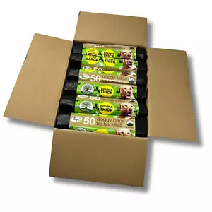 Borse per cacca spesse 500 nere con manici cravatta rifiuti per cani (10x50 rotoli) - Foto 1 di 8