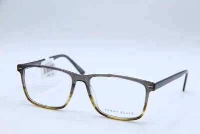 NEW PERRY ELLIS PE 384-2 CLEAR GREY FADE HORN AUTHENTIC FRAME EYEGLASSES 55-16 - Image 1 of 4