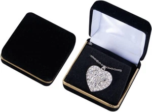 Lote de 24 Cajas Colgantes Terciopelo Negro 2 5/8" x 2 5/8" x 1 3/8" Joyería Collar Regalo - Imagen 1 de 4