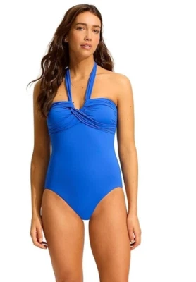 Traje de baño Seafolly Halter azul de una pieza 1812 talla EE. UU. 8 Foto 1 de 2