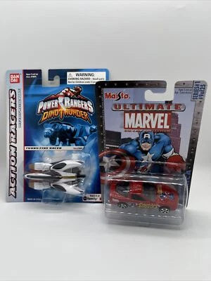 Power Rangers DinoThunder Turbo White Fire Racer W Marvel Captain America Car - Image 1 of 4