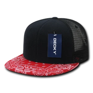 DECKY Snapback Cap Mütze Paisley Bandana Trucker flacher Schirm schwarz rot Neu mit Etikett - Bild 1 von 4