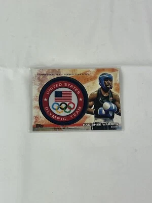2012 TOPPS OLYMPIC RAU'SHEE WARREN USOC PATCH CARD ~ BOXING - Image 1 of 3