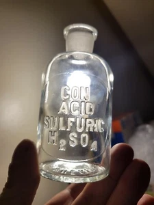 Antike Con Acid Schwefel HCL Pharma Glaswaren Wheaton Flasche mit Stopfen - Bild 1 von 9