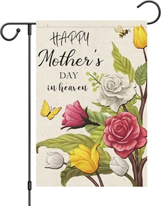 Happy Mother'S Day in Heaven Garden Flag 12X18 Double Sided, Burlap Small Memori - Picture 1 of 6