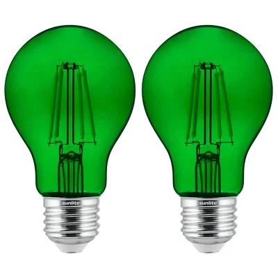 2-Pack Sunlite LED Transparent Green A19 Filament Bulbs, 4.5 Watts, Dimmable - Image 1 of 2