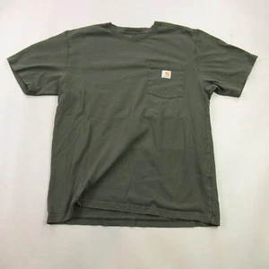 Carhartt Shirt Mens Medium Short Sleeve Crew Neck Green Original Fit Pocket - Picture 1 of 9