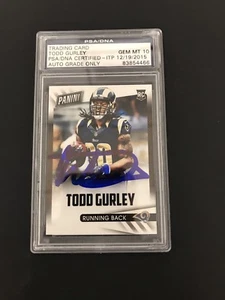 TODD GURLEY SIGNED ST LOUIS RAMS PSA/DNA 10 ROOKIE CARD LA RARE! PSA COA PANINI - Picture 1 of 2