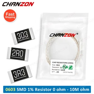 100pz SMD SMT 0603 Resistore 1/10W Watt 1% Resistenza Set Assortito 0 - 10M Ohm - Foto 1 di 187