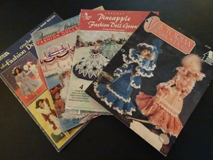 CROCHET VINTAGE Lot 5 Booklets FASHION DOLL CLOTHES Annie's Attic L/A CR5 - Picture 1 of 8