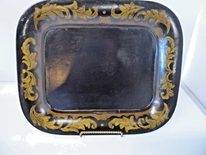 Antique Primitive Tole Tray Toleware Tin Hand Painted #2 - Picture 1 of 9