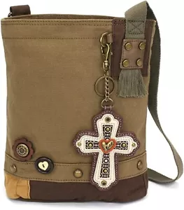 New Chala Patch Crossbody Messenger Olive Green Bag Canvas gift CROSS Religious - Picture 1 of 8