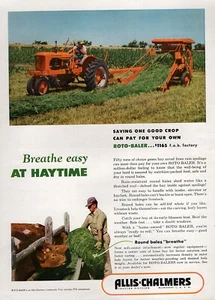 Tractor Allis-Chalmers 1955 modelo WD-45 con anuncio a color original Roto-Baler - Imagen 1 de 1