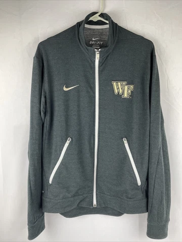 Nike Wake Forest University Dri Fit Full Zip Black Jacket Mens Sz Large L Cover