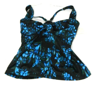 Garnet Hill Tankini Swimsuit Top Womens 4 Floral Adjustable Straps Swim Bathing - Picture 1 of 5
