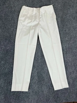 Miu Miu Shiny Ivory Wide Leg Trousers Size 40 Pleated Pants - Image 1 of 4