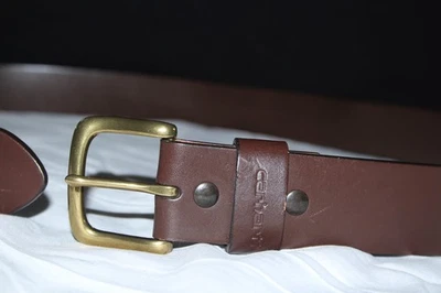 Carhartt Leather Belt Men’s 46 Model 2201 Brass Buckle Full Grain Workwear Brown - Image 1 of 4