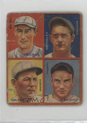 Goudey 1935 4 en 1 R321 Irving Burns Rollie Hemsley Frank Grube Bob Weiland #9C Foto 1 de 2