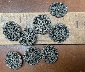 buttons silver tone 3/4" metal shank 5pcs - Picture 1 of 6