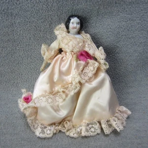 Antique China Head Doll 6" Cloth Body Cabinet Sz Doll House - Picture 1 of 9