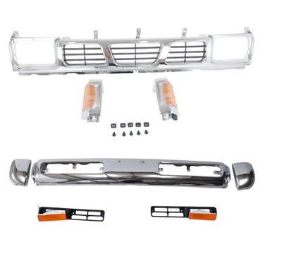 Tapas de parachoques delantero parrilla luces de esquina aptas para Nissan D21 1993-97 4x4 cromadas Foto 1 de 4