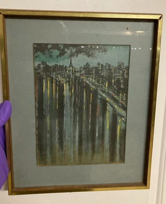 Litografía original Richard Florsheim “Le Seine a Paris” enmarcada y mate Foto 1 de 4