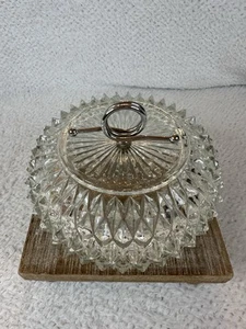 Vintage Indiana Glass Candy Or Nut Dish With Lid/Diamond Point Pattern - Picture 1 of 3