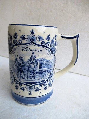Vintage Delft Blue Heineken Beer Stein Mug Holland Hand Painted Windmill Rare "F - Image 1 of 4
