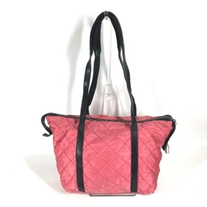 PRADA triangle logo plate Logo Quilted Bicolor Shoulder Bag Tote Bag - Foto 1 di 12