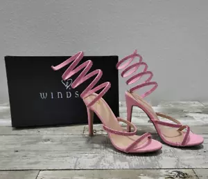 Sandalia Windsor Rosa Estrás Envoltura Espiral Tacón de Aguja: Berlín 502 - Talla 5.5 - Imagen 1 de 13
