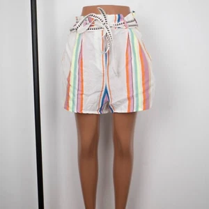 LEMLEM by LIYA KEBEDE x H&M Belted Striped Cotton Loose Multicolor Shorts Size M - Picture 1 of 8