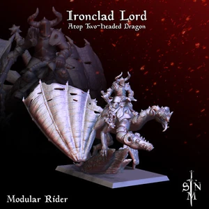 Iron Lord Atop Two-Headed Dragon - Evil Magi on Dragon - Picture 1 of 3