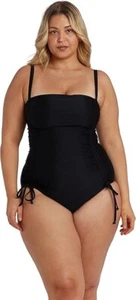 Cyn & Luca Plus Women's Drawstring One Piece Swimsuit 3X Black - Picture 1 of 3
