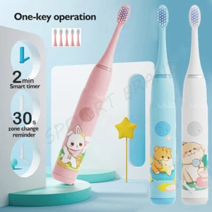 Électrique Brosse à dents Pour Enfant 4 Modes Batterie Fonctionner Silicone IPX7 - Foto 1 di 15