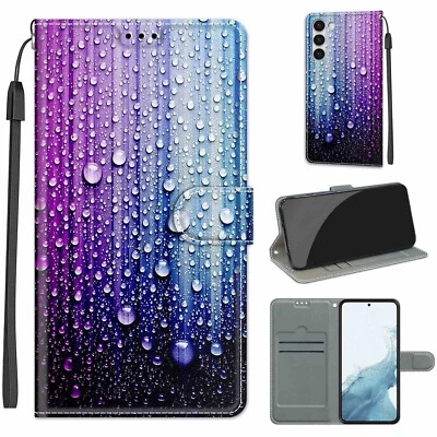 For Various Phone Hot Purple Blue Water Beads Flip Wallet Card Holder Case Cover - Image 1 of 4